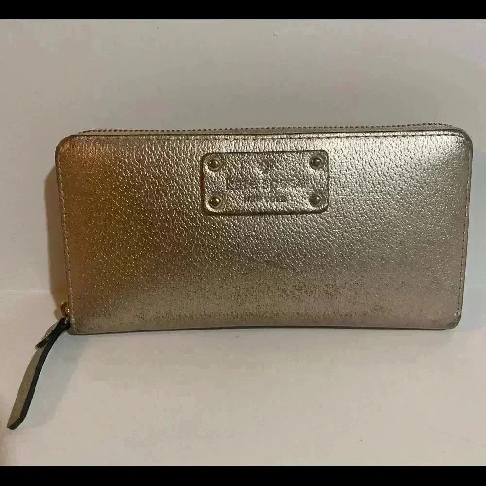 Kate spade metallic bronze leather wallet